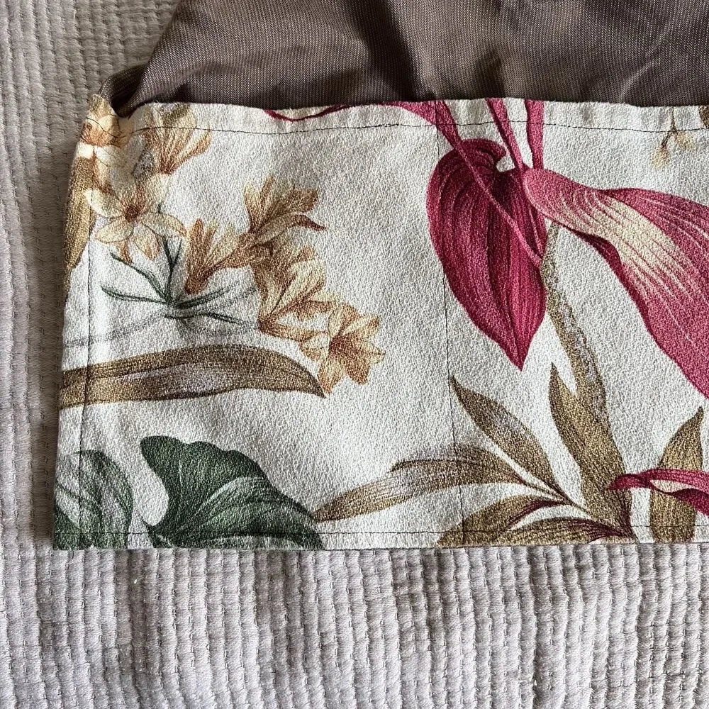 Hawaiian Hawaii Floral Print Canvas Kitchen Apron Pockets Brown Beige Aloha Cook